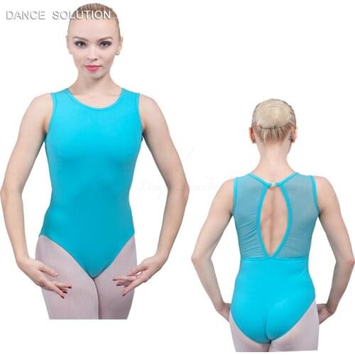 Adult Ballet Dance Tank Leotard with Mesh Opend Back Practice Dance Wear 5 Colors Available Sizes from XS to XL 02D0048A
