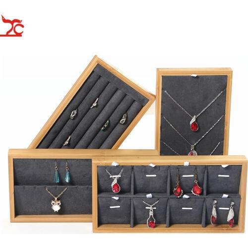 Bamboo Wood Ring Necklace Jewelry Tray Pendant Bracelet Earring Jewelry Display Storage Box Jewelry Display Props