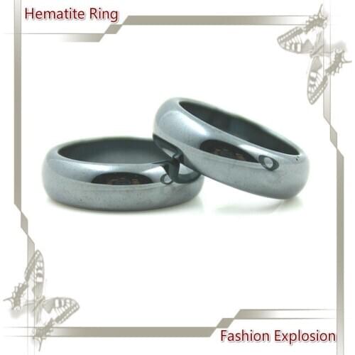 Free Shipping Flat Hematite Ring 6mm Wide Fashion 5A High Quality Jewelry Magnet Ring Unisex Rainbow Ring A must for lovers