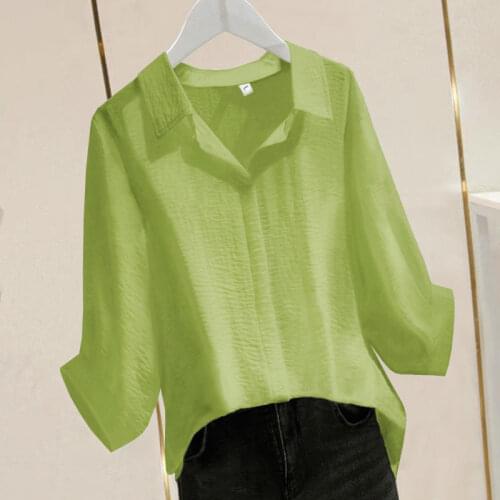 Blouse Women Shirt 2021 Summer Womens White Loose Women Pullover V-neck Bat Sleeve Shirt Ladies Blusas Mujer De Moda