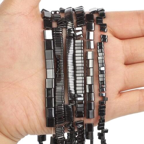 4/5/6mm Black Hematite Stone Natural Stone Bead For Jewelry Making DIY Loose Space Double Hole Beads Necklace Bracelet Handmade