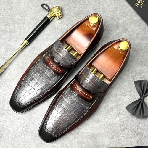 DEMANKE Men's Patent Leather Shoes