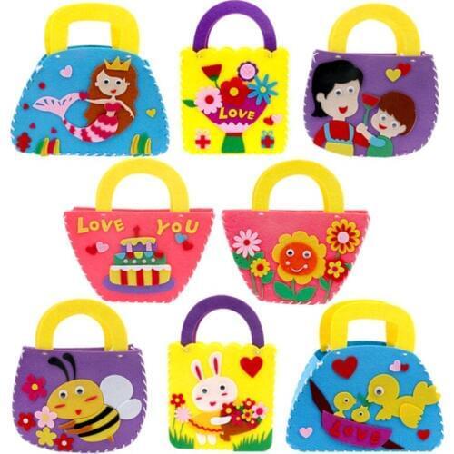 Children DIY Non-woven Cloth toys Kids Handmade Sewing Handbags Child kindergarten Bags Kits Arts Crafts Educational STEAM Toy