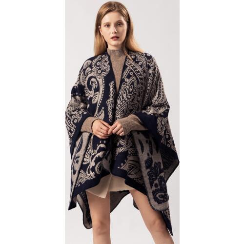 FXAASS New Autumn Winter Shawl Fashion Poncho Women Cashmere Scarf for Lady Luxury Blanket Warm Pashmina Cashew Wholesale Cape