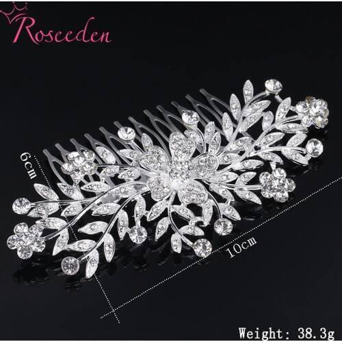 Flossy Crystal wedding Hair comb Hairpieces rhinestone floral bride hair accessory kids Girls Headwear RE876