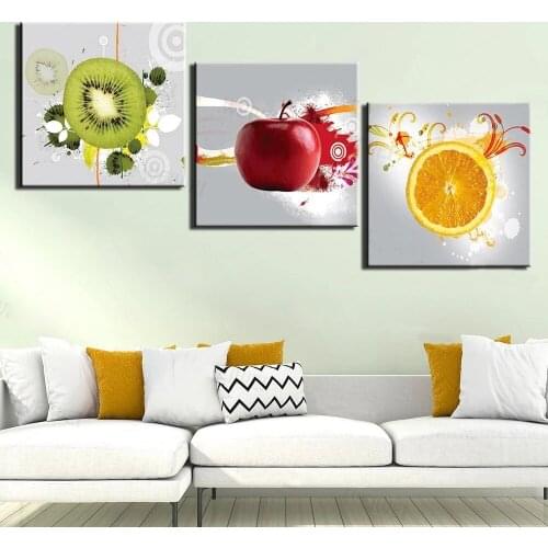 Canvas Painting Poster Three groups Fruit Drink Flower Cake Foods Wall Art Nordic Planet Print Kitchen Picture Dining Room Decor