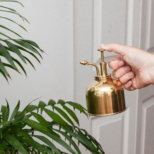 Brass Watering Bottle Nordic Style Vintage Water Cans Succulent Plants Golden Gardening Spraying Bottle Watering Pot Garden Tool