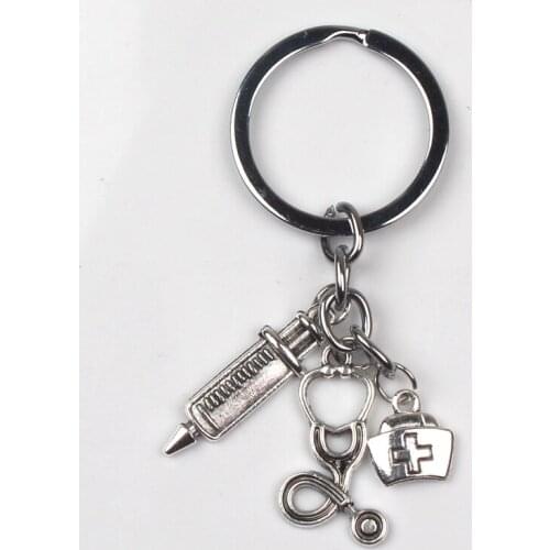 2019 New Nurse Medical Box Medical Key Chain Needle Syringe Stethoscope Keychain