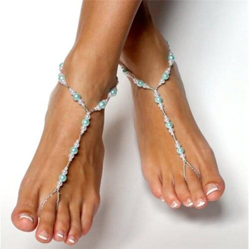 Fashion Stylish Beads Beaded stretch Barefoot Sandal Foot Jewelry Anklet Chain Elegant
