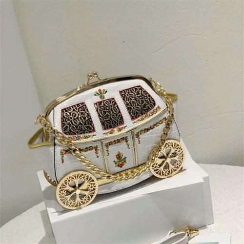 Fashion Carriage Shape Crossbody Bags Embroidery Women Purses and Handbags Luxury Designer Shoulder Bags Female Messenger Pouch