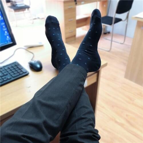 Mens Socks Male Formal Dress Black Socks Mens Business Socks Sexy Mens Dress Socks Breathable Mens Cotton Wave Point Socks