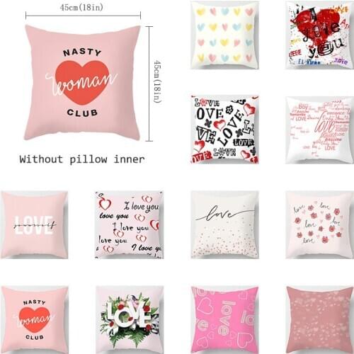 Valentines Day Pillowcase Love Home Decoration modern simple flower pillowcase car sofa waist pillow Pillowcase Velvet Pillow