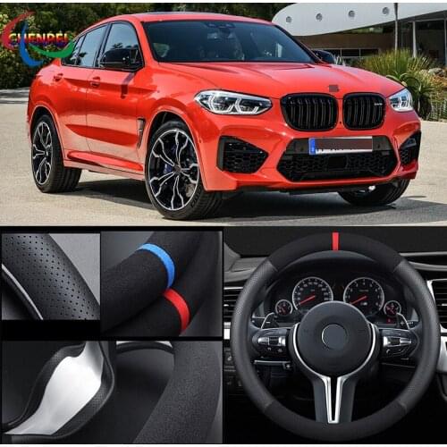 38cm Non-Slip Dreathable Suede steering wheel cover For BMW X4 Car Interior decoration accessories