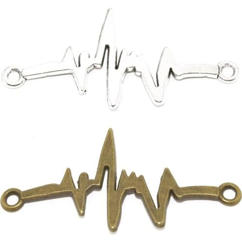 16pcs wholesale zinc alloy charms Heart rate connector charms for jewelry findings
