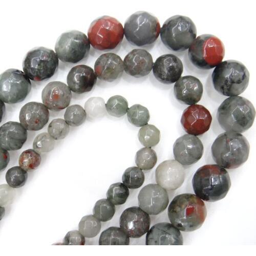 Wholesale Natural Stone Faceted Round African Blood Stone Beads 6/8/10 MM Pick Size For Jewelry Making Diy Bracelet Necklace
