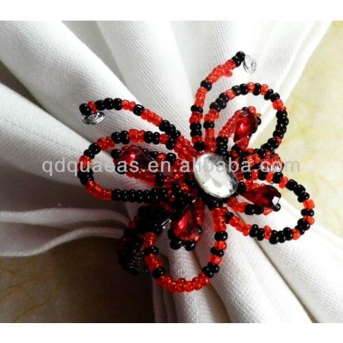 Butterfly beaded wedding napkin ring , beades napkin holder