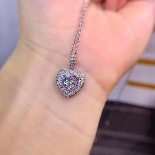 Heart style pouring moissanite necklace for women silver necklace jewelry 925 sterling silver birthday gift rouns shiny gem