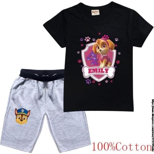 PAW PATROL ShippingT-shirt Shorts Leisure Sports Suit Girls Clothing Set Baby Boys Homewear Suit Kids Summer Anime Tshirt