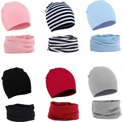 New Baby Beanie Cap for Girls Boys Cotton Baby Hat Scarf Set Kids Cap Elastic Candy Color Toddler Kids Hat 15 Colors
