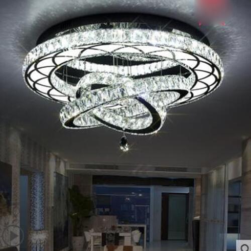 Modern LED crystal lamp creative living room lighting round suction hanging hall lamp atmospheric fashion restaurant light LED