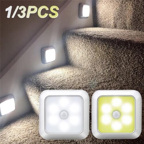 LED Cabinet Lighting 6 LEDs Wall Mounted Mini Motion Sensor Stair Light Home Bedside Night light Under Cabinet Light Closet Lamp