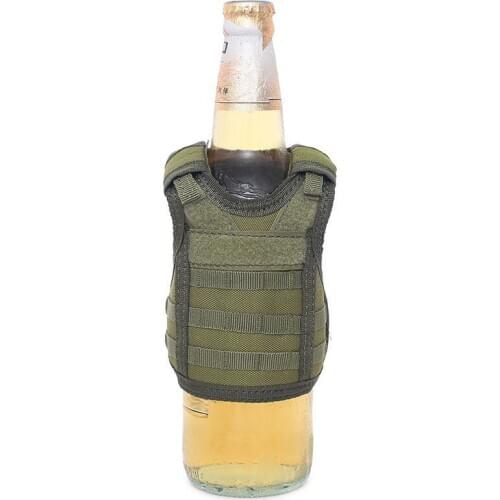 Tactical Beer Bottle Beer Vest Cover Military Mini Miniature Molle Vest Personal Bottle Drink Set Adjustable Shoulder Straps