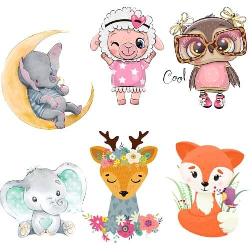 Iron On Transfer For Clothing Cute Animals Thermal Sticker On Clothes DIY A-level Washable Elephant Patches Clothes Appliques