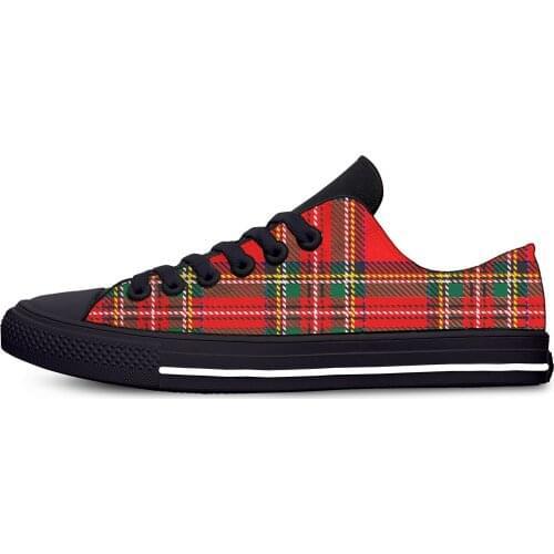 Scottish PLAID ROYAL STEWART TARTAN Cool Fashion Casual Cloth Shoes Low Top Lightweight Breathable 3D Print Men Women Sneakers