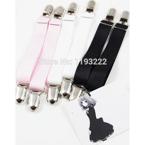 2pc/lot Handmade Punk Gothic Plain Harajuku All-Match Sock Stocking Shorts Garter Belt Nylon Elastic Metal Clips Suspenders