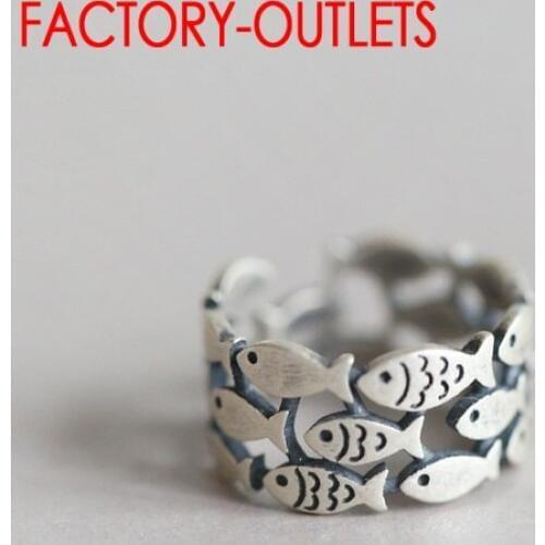Factory Outlet Lovely Design Genuine 925 Sterling Silver Fishes Shape Round Rings Women Girls Wedding Birthday Jewelry Accessory