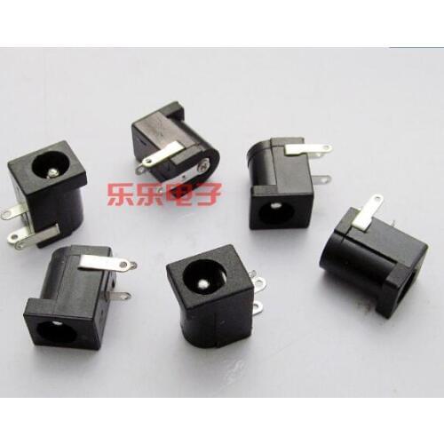 10Pcs Hot Sales High Quality DC-005 Black DC Power Jack Socket Connector DC005 5.5*2.1mm 2.1 socket Round the needle