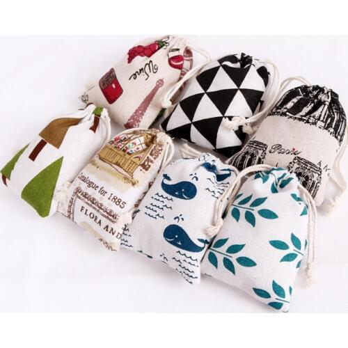 100Pcs/Lot Small Cotton Bags 8x10 9x12cm Muslin Pouches Party Favor Drawstring Gift Bag Jewelry Sachet Candy Packaging Bags