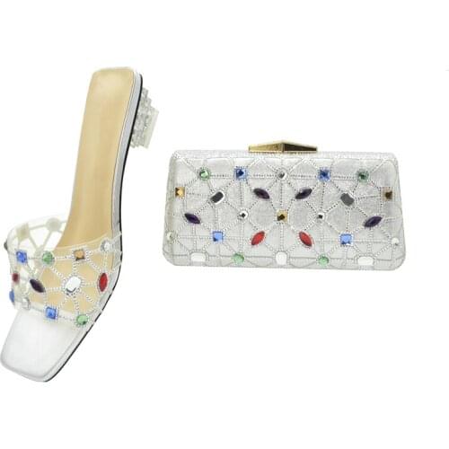 2021 Fashion Matching Shoes and Bag Set Wedding Shoes for Women Bride Luxery Shoes Women Clear Heels for Women Transparent