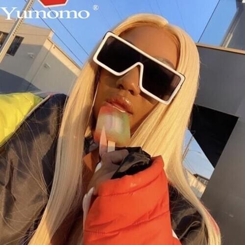 2021Vintage Oversized One Piece Sunglasses Women Square Luxury Brand Designer Sun Glasses Lady Retro Oculos De Sol UV400