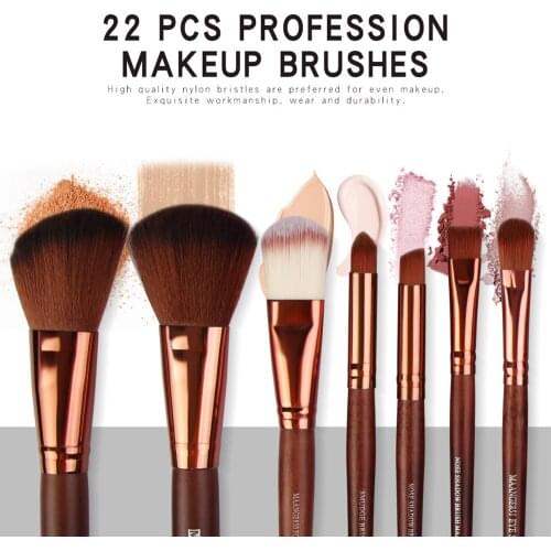 22 Pcs/Set Makeup Brushes with Wooden Handle for Foundation Eye Shadow MA