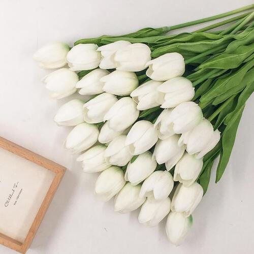 31PCS PU Tulip Artificial Flowers Decorative Bouquets Home Wedding Decoration Garden Decorative Flowers Party Wreaths decor