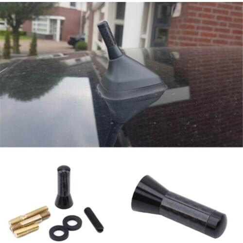 Car Styling Roof Antenna Enhanced Signal 3.5cm Carbon Fiber Screw Metal Short Stubby Mast Antenna Radio Auto Accessories