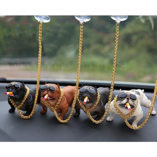 Car Bully Dog Ornaments Creative Personality Fashion Car Interior Social Dog Simulation Doll Fashion Cool Car