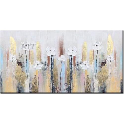 White Tripleflower And Tripleflower Oil Painting Handpainted Painting Wall Art Home Decor Picture Modern Oil Painting On Canvas