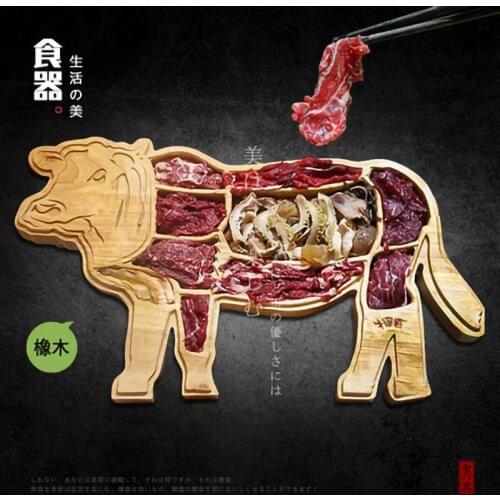 Beef Dinnerware Meat Classification Disk Kitchen Restaurant Wooden Plate Tableware Dishes Dinnerware Dinner Plate Set Dish Plate