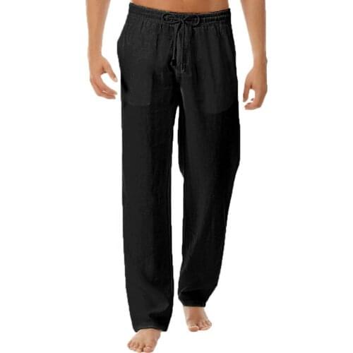 Elastic Waist Casual Pants Mens New Sweatpants Style Simple And Fashionable Pure Cotton And Linen Trousers Fitness Streetwear