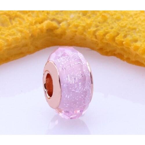 Authentic 925 Sterling Silver Beads New Rose Gold Glass Beads Fashion Beads Fit Original Pandora Bracelet For Women Diy Jewelry