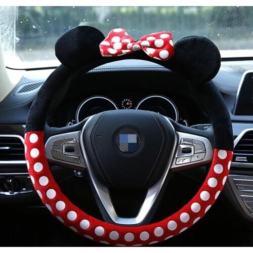 Car Steering Cover Cartoon Universal Warm Winter Steering Velvet Lovely Girls Bow Knot Wholesale Car Interior Accessories