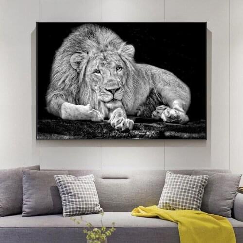 Black White African Wild Lions Canvas Posters and Prints Animals Canvas Paintings on The Wall Art Pictures for Living Room Decor