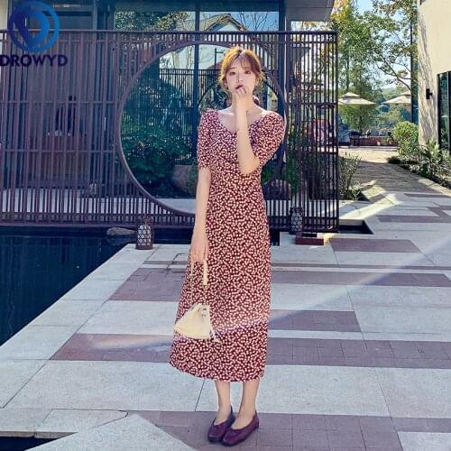 French Style Tender Elegant Girls Red Dress Korea Design Slim Waist Office Lady Work Dress Women Summer Casual Midi Chic Dress