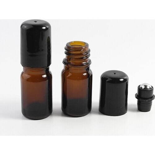 10pcs/lot 5ml Amber Essential Oil glass bottle Glass Roller ball Aromatherapy Bottle perfume bottles wholesale