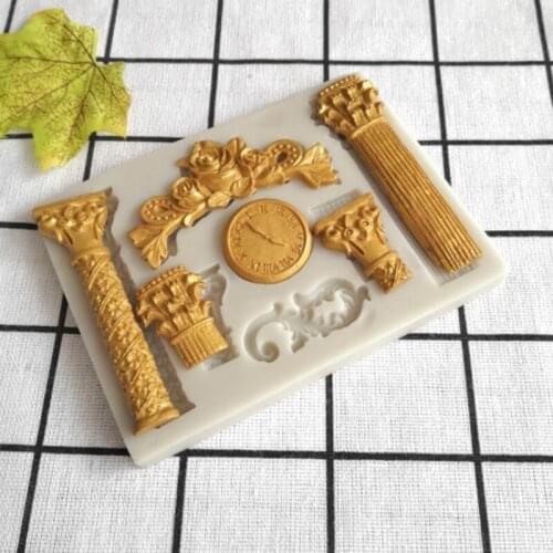 Roman Pillar & Clock Mould Fondant Cakes Decorating Tool Silicone Mold Sugarcraft Chocolate Baking Tools For Cakes Gumpaste Form