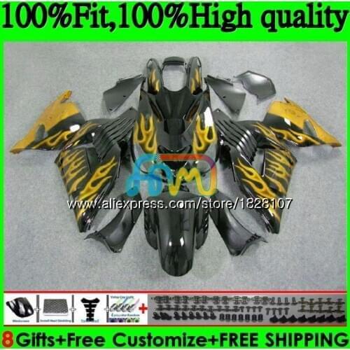 Injection For KAWASAKI ZX 14R ZX14R 06 07 08 09 10 Gold flames 11 21BS.109 ZZR1400 ZX-14R 2006 2007 2008 2009 2010 2011 Fairing