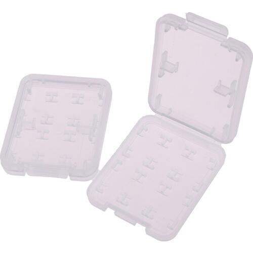 2Pcs 8 in 1 Transparent Hard Micro SD SDHC TF MS Memory Card Storage Box Protector Holder Hard Case Memory Card Storage Box