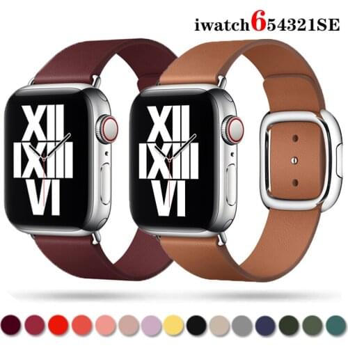Leather strap for Apple watch band 44mm 40mm 42mm 38mm modern style buckle Leather Bracelet iWatch series SE 5 6 band
